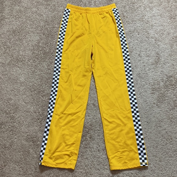 Yellow Checkered Lounge Jogger Sweatpants S - Picture 3 of 7